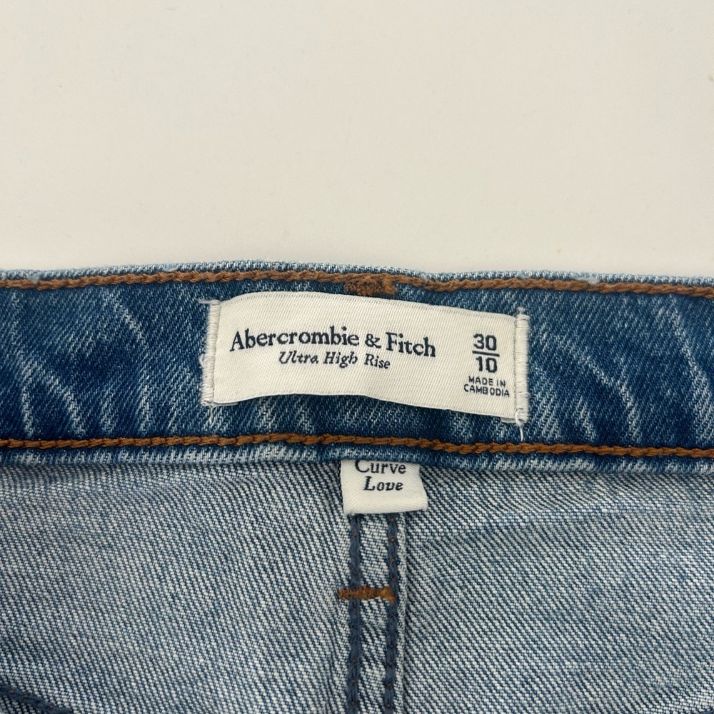 Abercrombie & Fitch Distressed Denim Mini Skirt, Ultra High Rise, Size 10/30